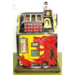 Mills Wolfs/Lions head coin operated slot machine, working on 5 cents with keys etc.