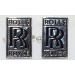 A pair of Rolls Royce cuff links cased.