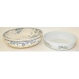 Two very large centrepiece ceramic bowls to include Hanley Pottery Corinthian pattern 41cm across