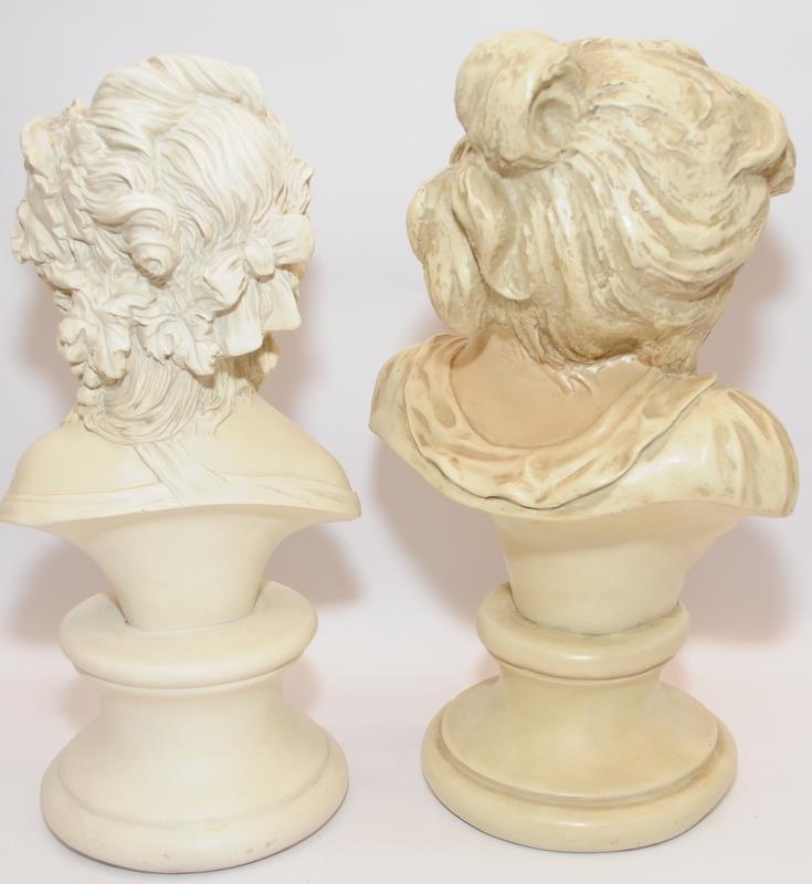 Pair of decorative resin busts in a classical style. 32cms tall - Image 4 of 4