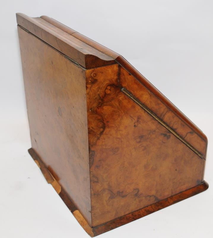 Walnut twin door stationary cabinet, having fitted inside with ink wells, secret stationary draw, - Image 7 of 7