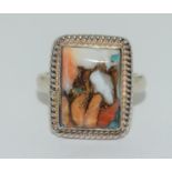 Multi colour silver 925 ring Size M