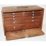 Vintage Union small toolmakers cabinet of seven drawers with out and over front 29cms tall x 46cms