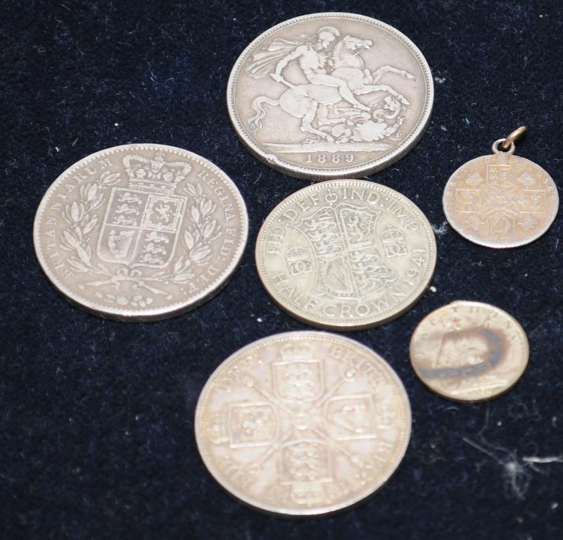 Small collection of silver coins to include Victorian Crowns - Image 2 of 2