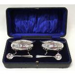 Pair of silver salts with spoons by Barker Bros Chester 1920