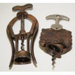 Antique James Heeley & Sons A1 Double lever corkscrew c/w an early 20th century French 'Zig-Zag'