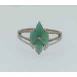 Emerald silver ring Size N