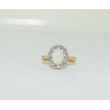 14ct gold ladies Diamond and Opal ring size J