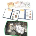 A box of various coins.