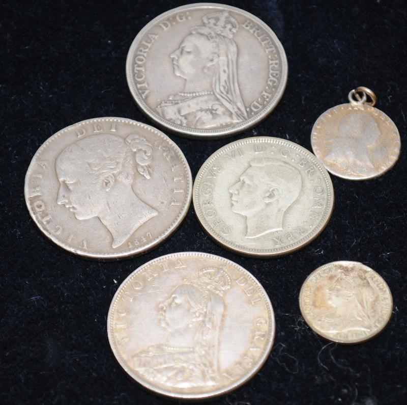 Small collection of silver coins to include Victorian Crowns