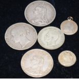 Small collection of silver coins to include Victorian Crowns