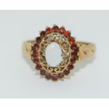 9ct gold antique set Opal and Garnet cluster ring size P