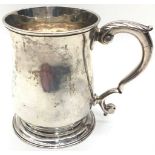 18th C Sterling Silver tankard hallmarked to base, date letter slightly indistinct, possibly 1749.