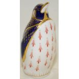 Royal Crown Derby Imari penguin figure with gold stopper