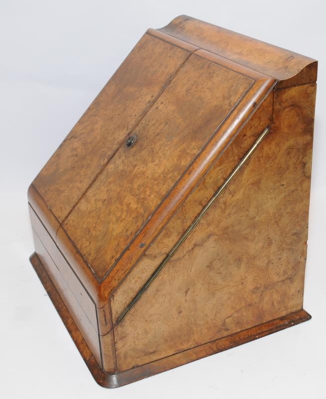 Walnut twin door stationary cabinet, having fitted inside with ink wells, secret stationary draw, - Image 6 of 7