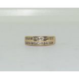 9ct gold ladies double row Diamond ring Hall Marked in ring as 0.5ct size O