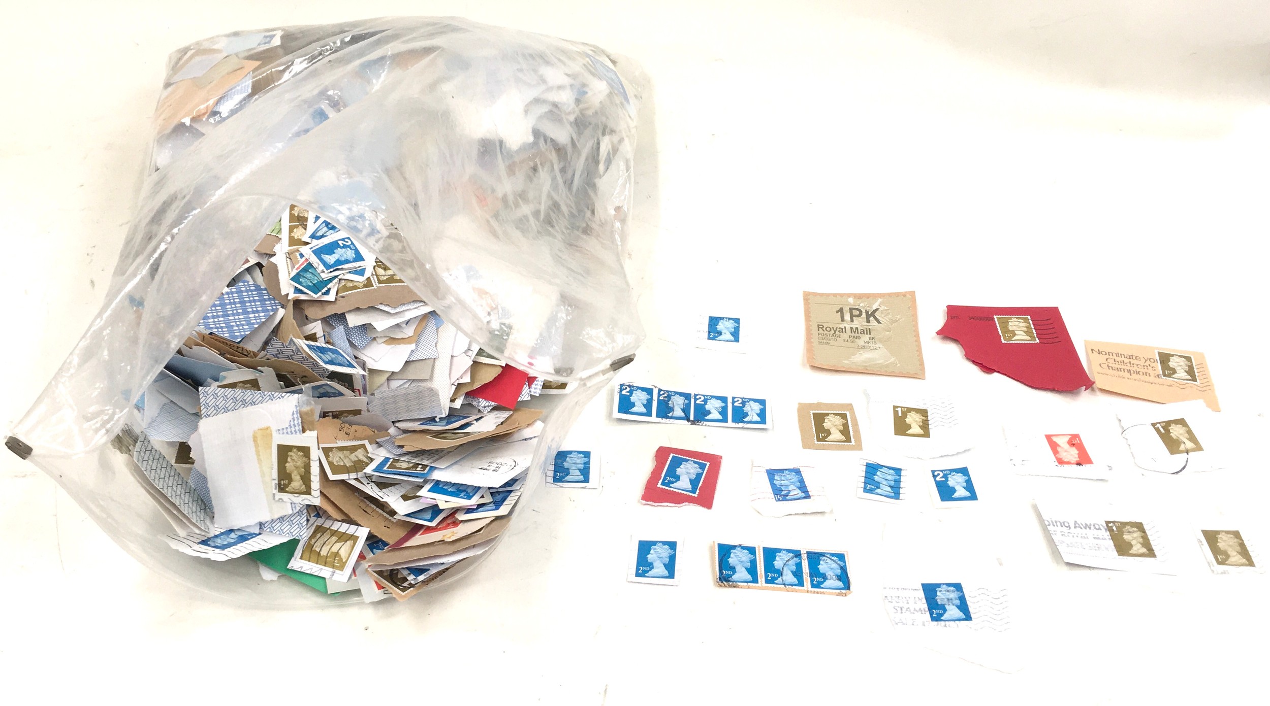 Bag of mixed loose stamps.