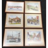 Six local interest prints to include Christchurch Priory.