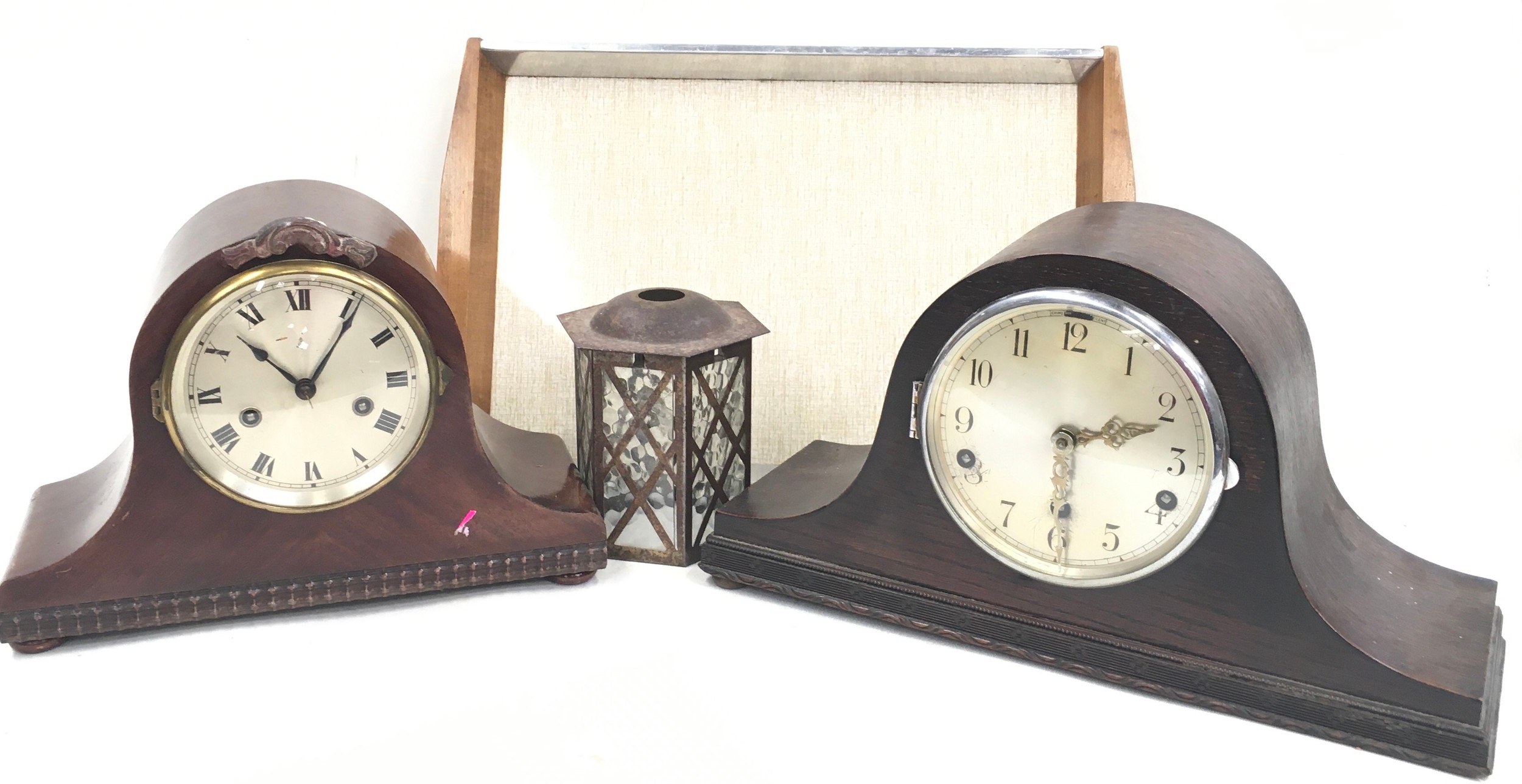 Two clocks and a tray