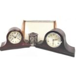 Two clocks and a tray