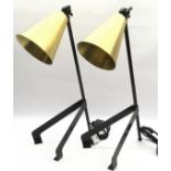 A pair of adjustable writing/desk lamps. Removed from and designed for ?The Devonshire Club Hotel?