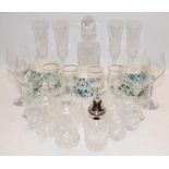 Collection of quality glassware and a set of six Midwinter soup coupes with saucers in the Spanish