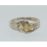 Opal silver ring Size P.