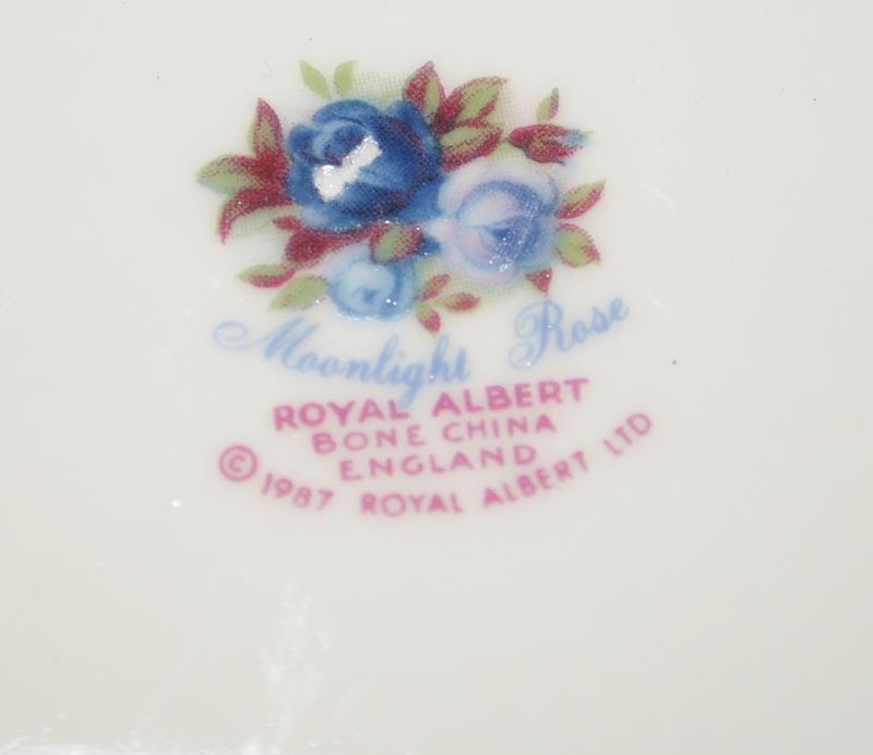 Royal Albert Moonlight Rose Large 35cm charger, 35cm oval platter and gravy boat with stand - Image 5 of 5
