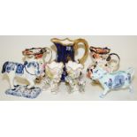 Collection of vintage ceramics to include Delft Mason's Mandalay, an early Spode blue jug and a pair