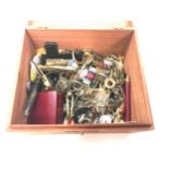 A box of coins and jewellery