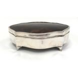 A silver trinket/ring box with tortoiseshell lid, tapering legs with pointed toes by H Marshall,