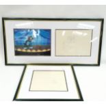 Pair of framed original Tom And Jerry animation art production cells / serigraphic cells. O/all