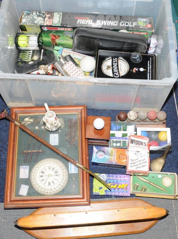Large collection of golfing memorabilia including vintage and novelty items