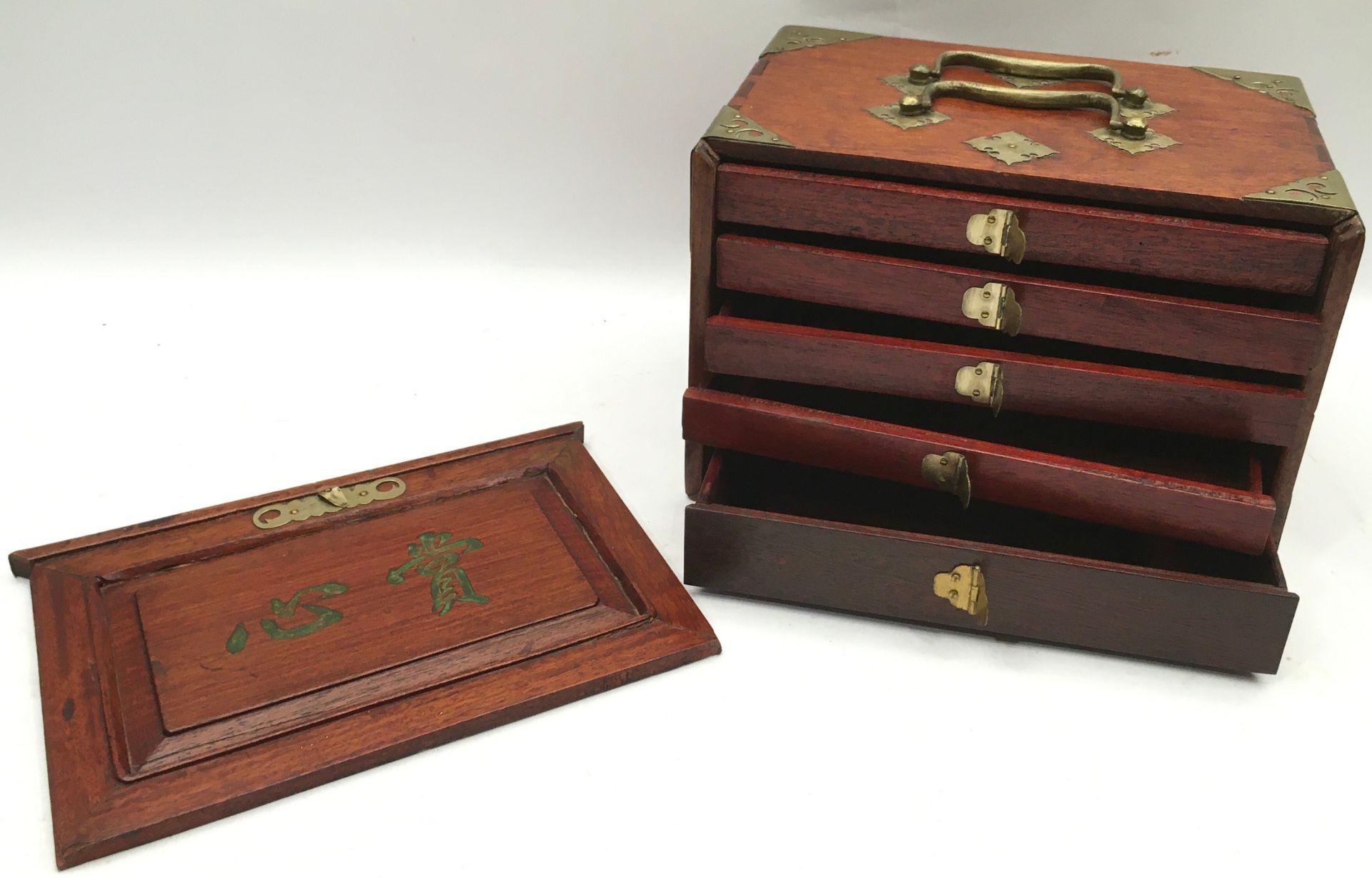 Four oriental style wooden boxes. - Image 3 of 5