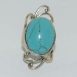 Silver and turquoise cabochon dress ring.