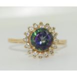 9ct gold ladies mystic topaz cluster ring size Y ref WP