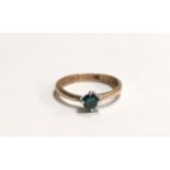 9ct gold ladies blue diamond ring size Q