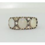 9ct gold ladies antique set opal ring size P ref WP