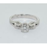 14ct white gold Diamond solitaire approx 0.25ct ring size P ref 90