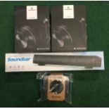 2 x Vankyo boxed headphones together with Bluetooth headphones and a sound bar (not tested).