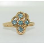 9ct gold ladies mystic topaz cluster ring size N ref WP