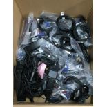 Large box of new unused electrical cables and leads to include printer cables, VGA cables and some