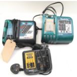 Dewalt DCB115 battery dock together with two Makita battery docks (51,52,53)