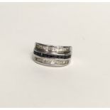 925 silver 3 row half eternity ring. Size M+.