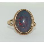 9ct gold ladies antique set opal ring size L ref 99