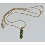 14ct gold necklace with a 9ct gold drop pendant ref 99