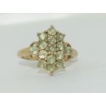 9ct gold Ladies Peridot cluster ring size Q