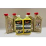Two bottles of Meguiars car wash and four bottles of Castrol motor oil. (3,4)