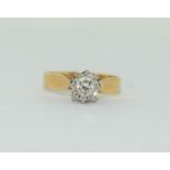 18ct gold ladies diamond solitaire ring approx 0.5ct size K ref 99