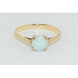 Fire opal 9ct gold ring Size L (C15)